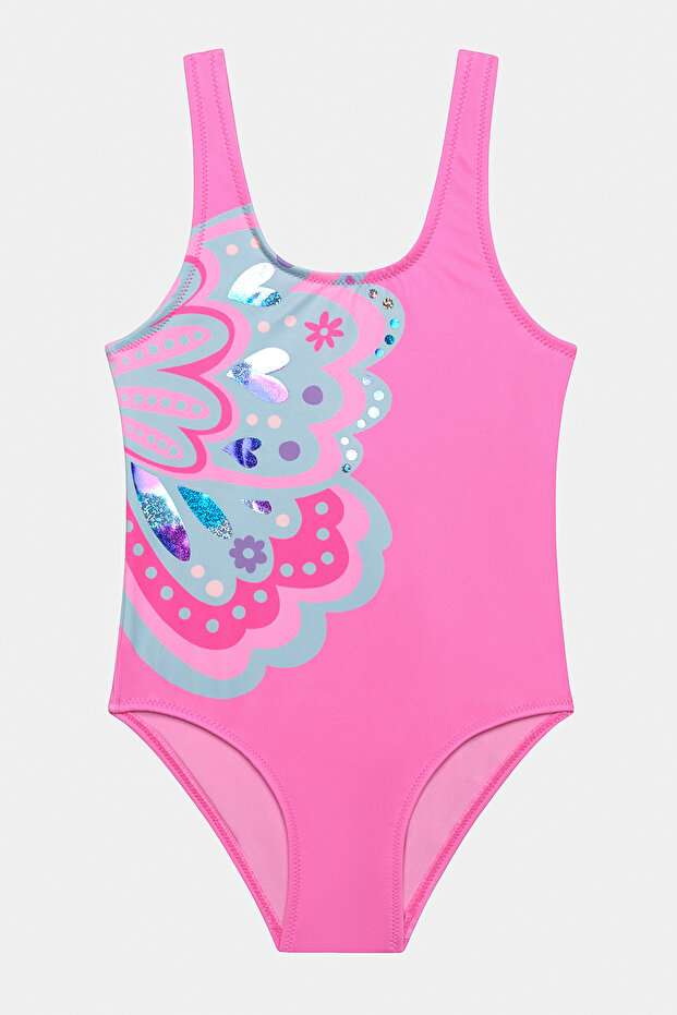 Girl's Butterfly Pink Swimsuit