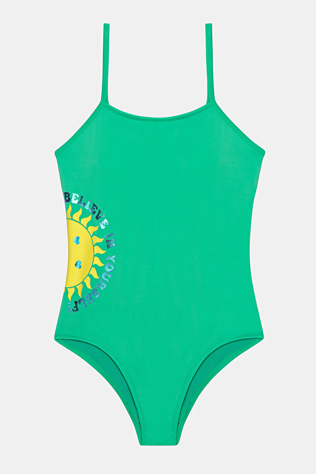 Young Girl Summer Green Swimsuit