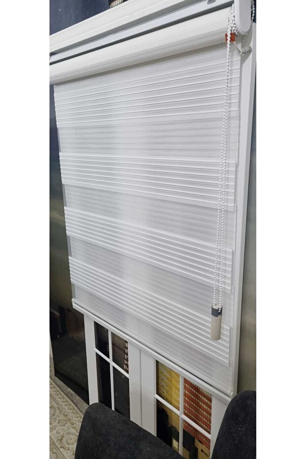 ZEBRA Perde BEYAZ DAR PLİSE Zebra Stor Perde Bambu Zebra - 4