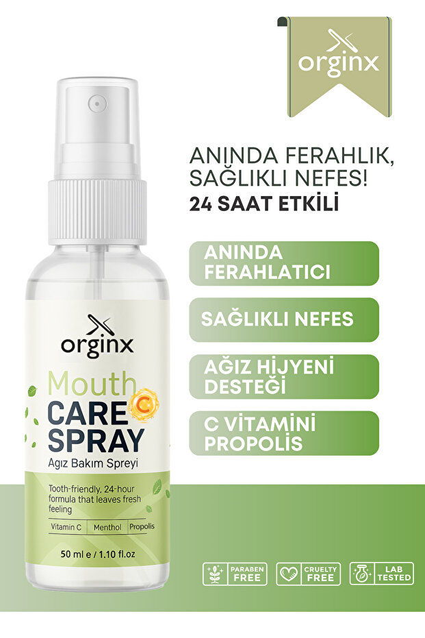 Orginx Vitamin C & Propolis Ağız Spreyi - Ağız Kokusu Giderici, Ferah Nefes, Doğal Koruma 50 ml