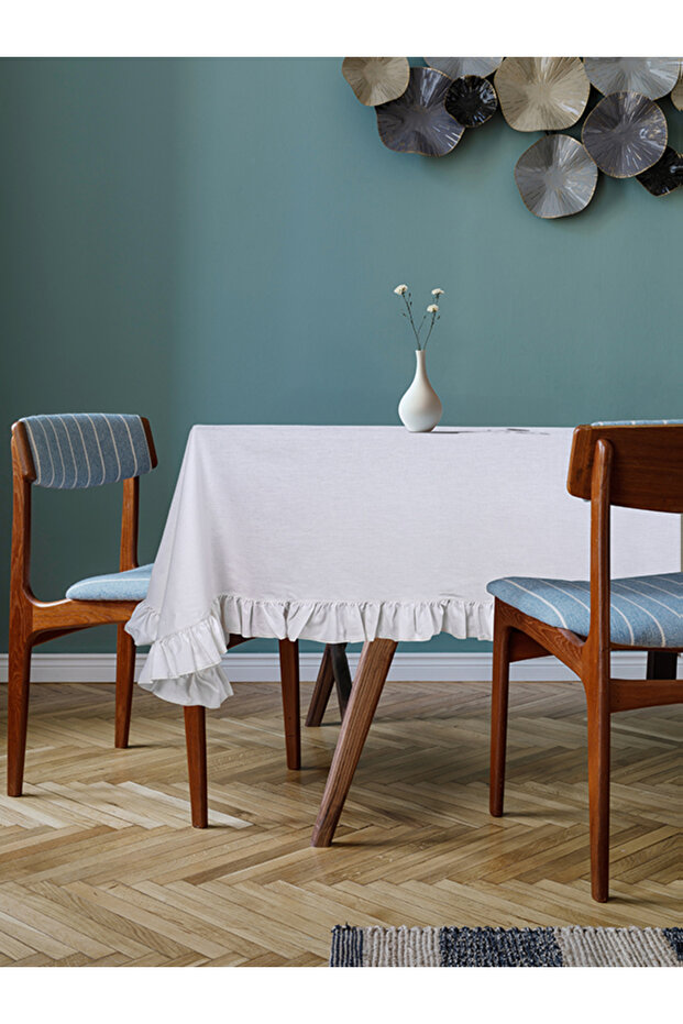 Buldan Cotton Linen Ruffle Tablecloth
