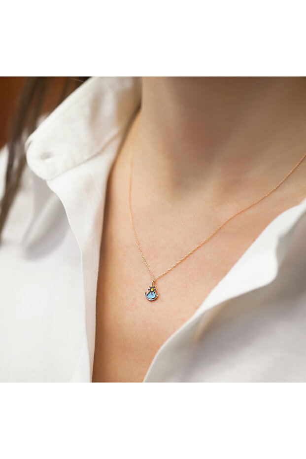 Mineli Aşk Sembolü Altın Kolye - 3