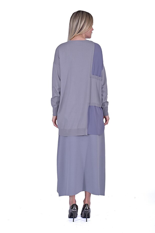 Pencere Triko Tunik GRİ - 3