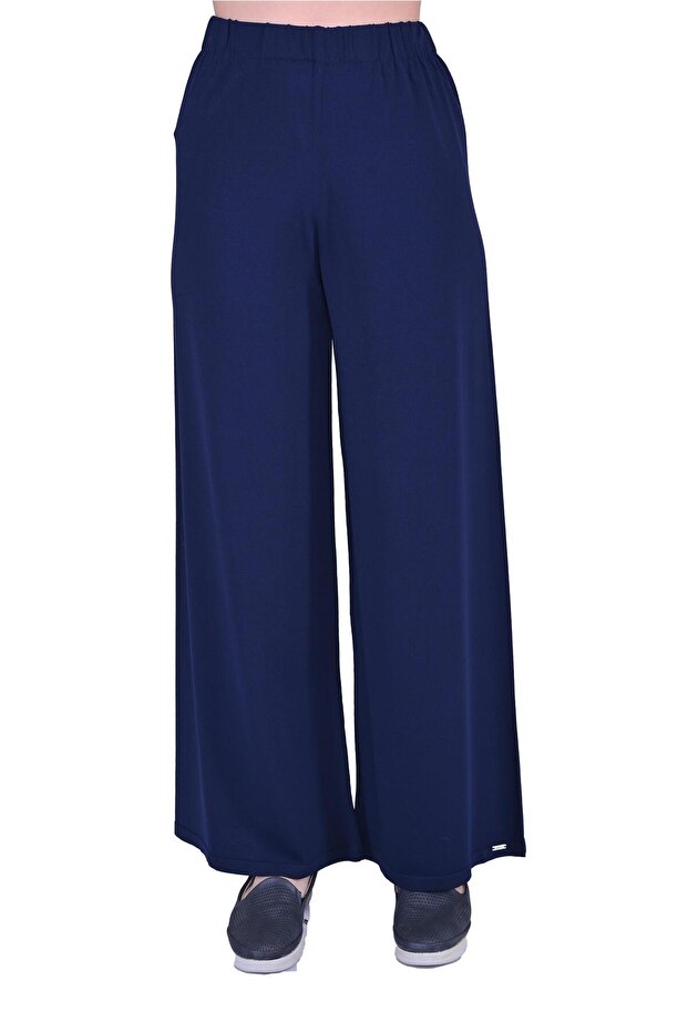Straight Leg Knitwear Trousers Dark Blue