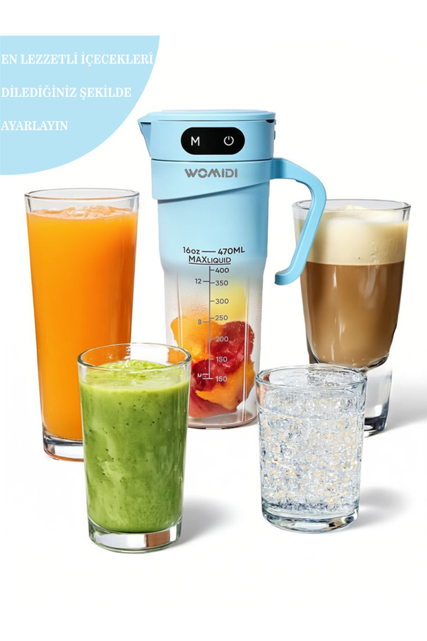 Şarjlı Taşınabilir Sporcu Blender Smoothie Blender 470 ml Kapasiteli-Buz Kırıcı -Kişisel Blender - 7