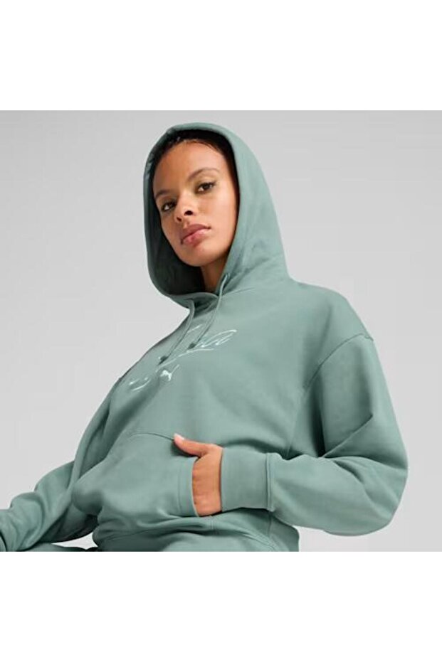 SCRIPT COMFORT HOODİE GREEN MOON KADIN KAPÜŞONLU SWEATSHIRT - 2