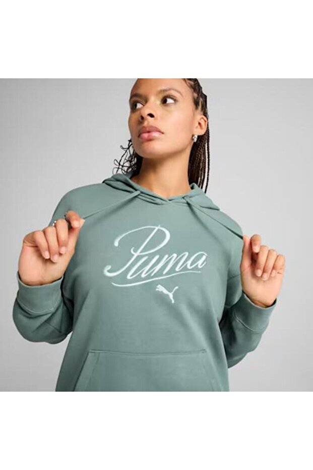 SCRIPT COMFORT HOODİE GREEN MOON KADIN KAPÜŞONLU SWEATSHIRT - 1
