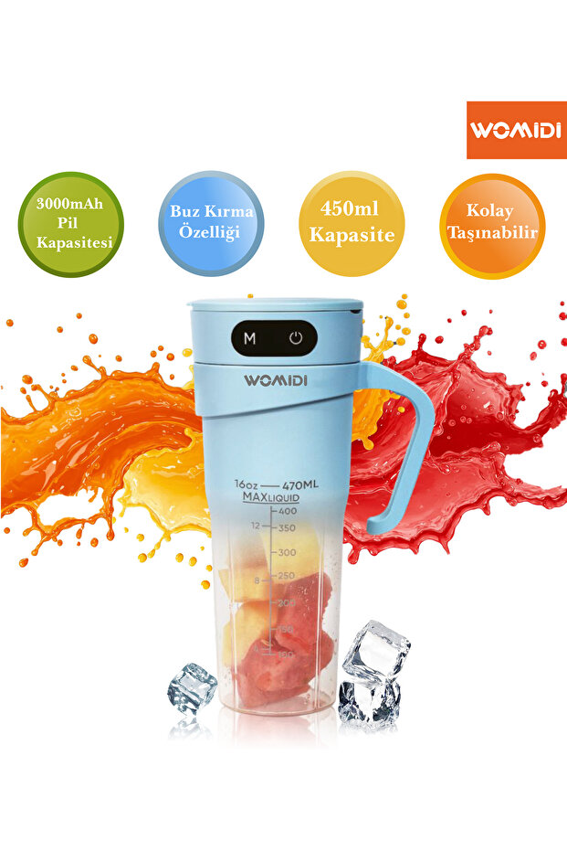 Şarjlı Taşınabilir Sporcu Blender Smoothie Blender 470 ml Kapasiteli-Buz Kırıcı -Kişisel Blender - 1