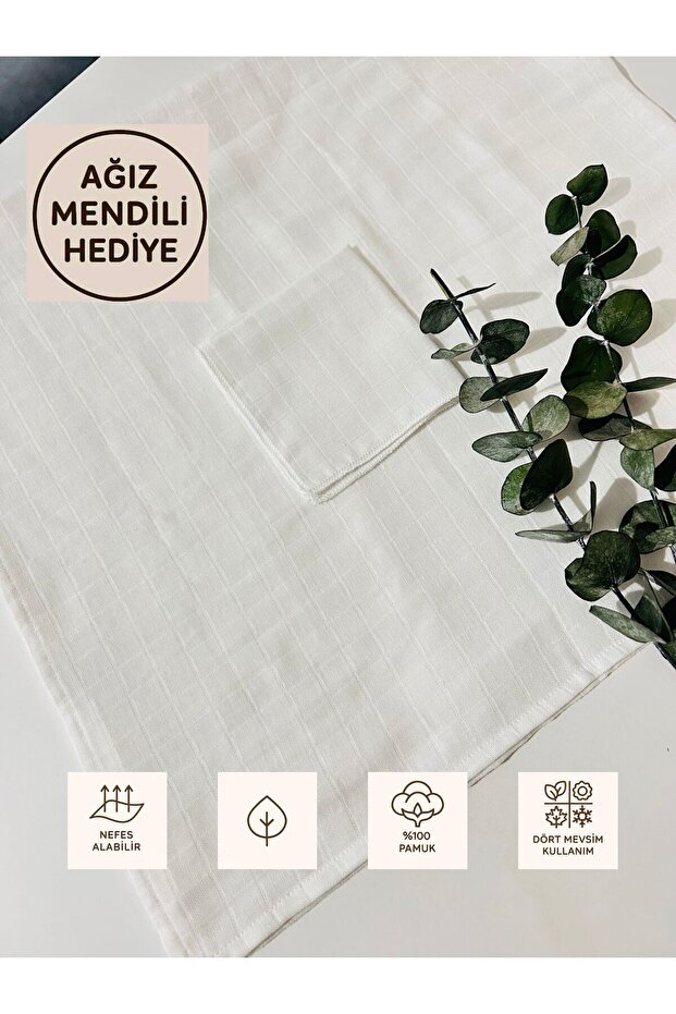 Multi-Purpose Muslin Cover & Blanket, Mouth Wipe, 100% Cotton White Set
