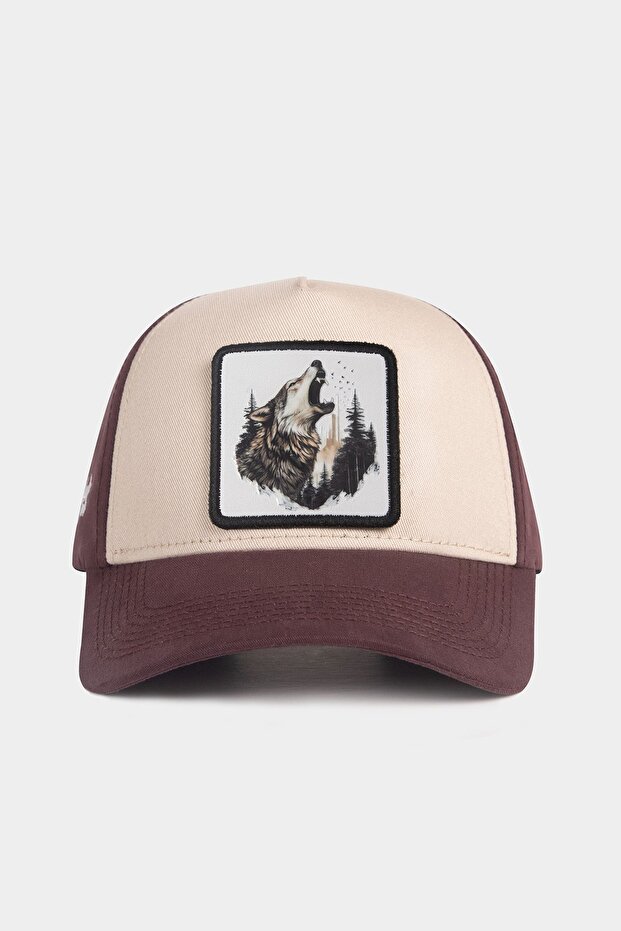 قبعة بيسبول باللونين البني والبيج مع شعار كورت - 1