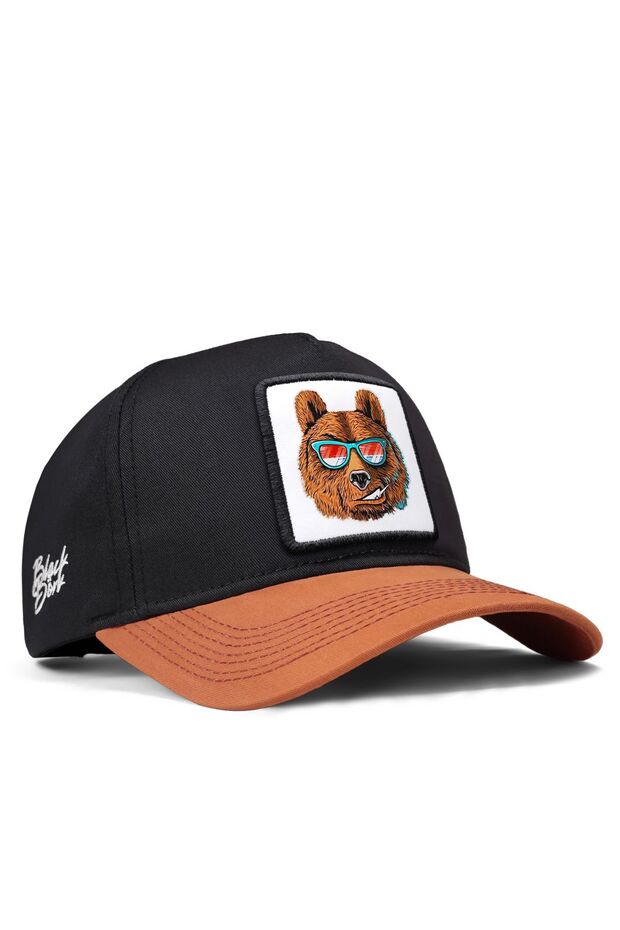 قبعة بيسبول باللون الأسود مع شعار الدب - 1