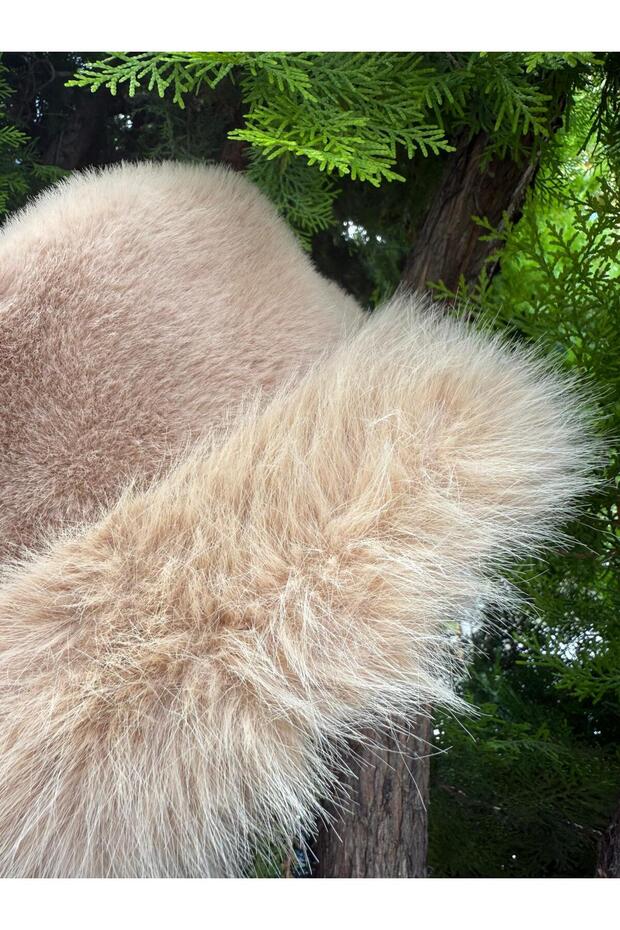 14623-1 Peluş Vizon Kalpak Şapka - 5
