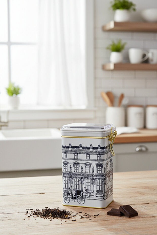 Er048-t9 City Patterned Rectangular Metal Storage Container 8x10 Cm - 1