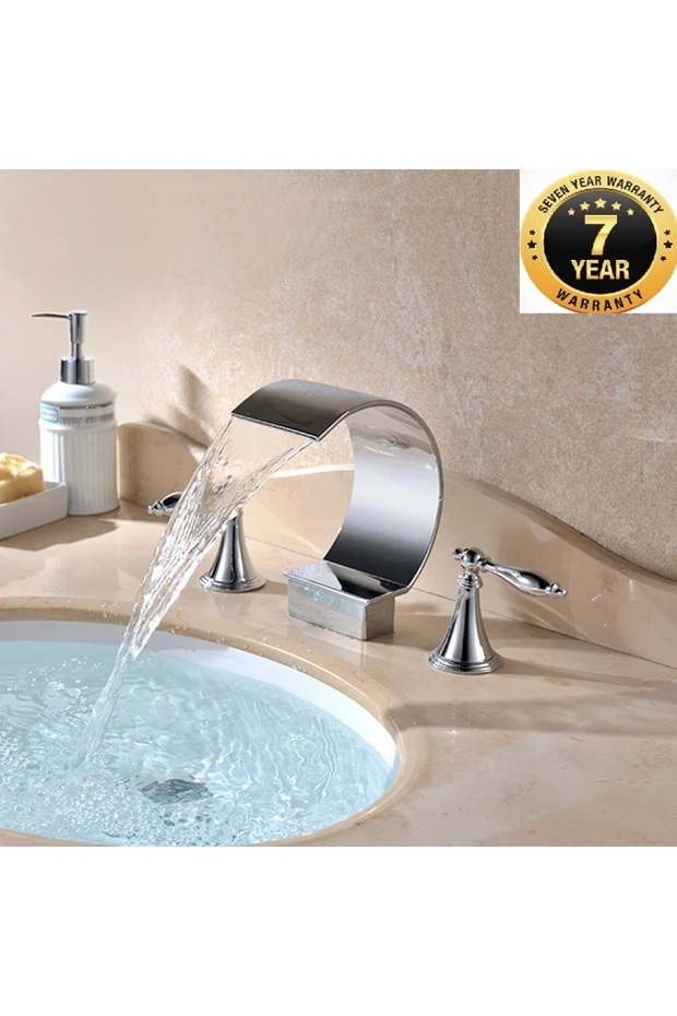 Bathroom Sink Bathtub Jacuzzi Faucet Built-In Chrome Color New Waterfall 7 Years Warranty