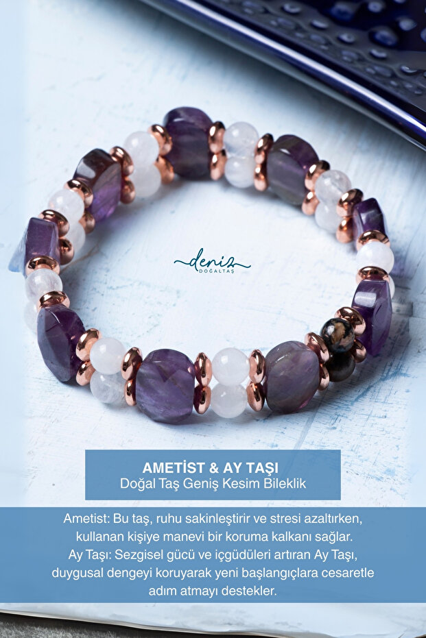 Certified Amethyst Moonstone Natural Stone Bracelet