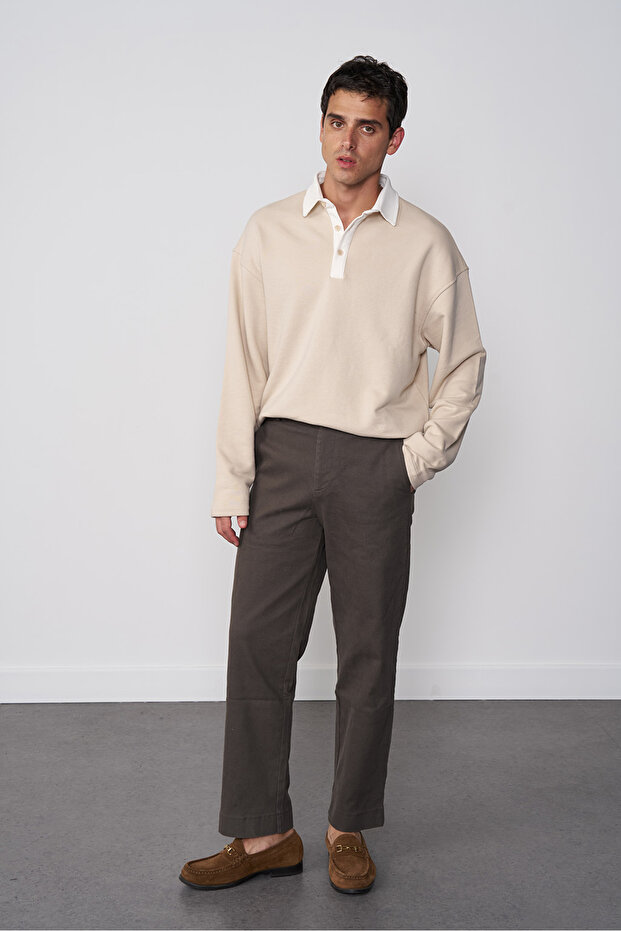 Kontrast Yakalı Sweatshirt - 1