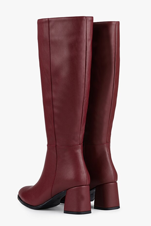 Női Kiella Burgundy bőrű sarkú csizma - 4
