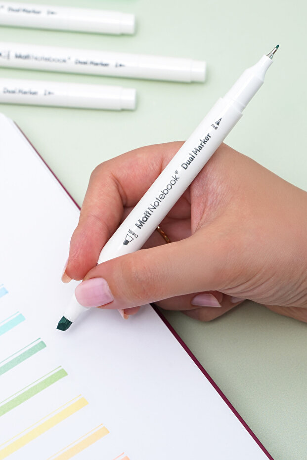 12 Renk Çift Uçlu Fosforlu Kalem Seti – Highlighter + Fineliner | Pastel Renkler Dual - 2