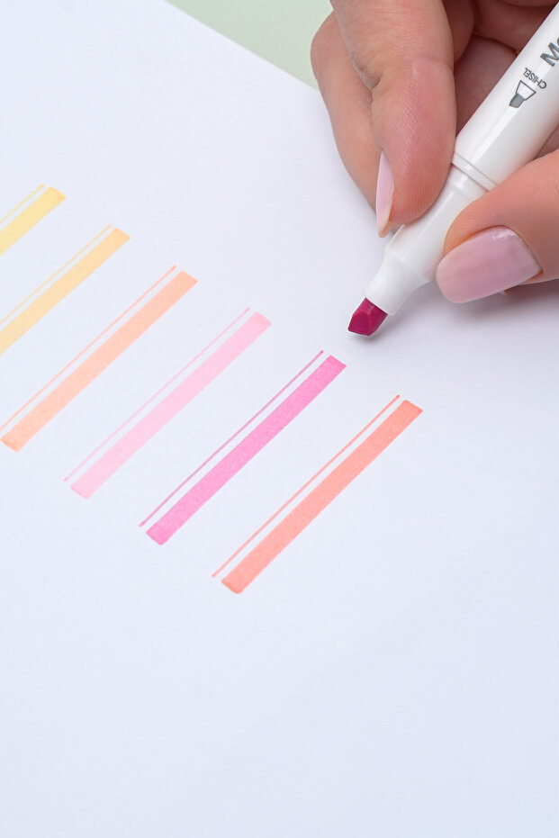 12 Renk Çift Uçlu Fosforlu Kalem Seti – Highlighter + Fineliner | Pastel Renkler Dual - 6