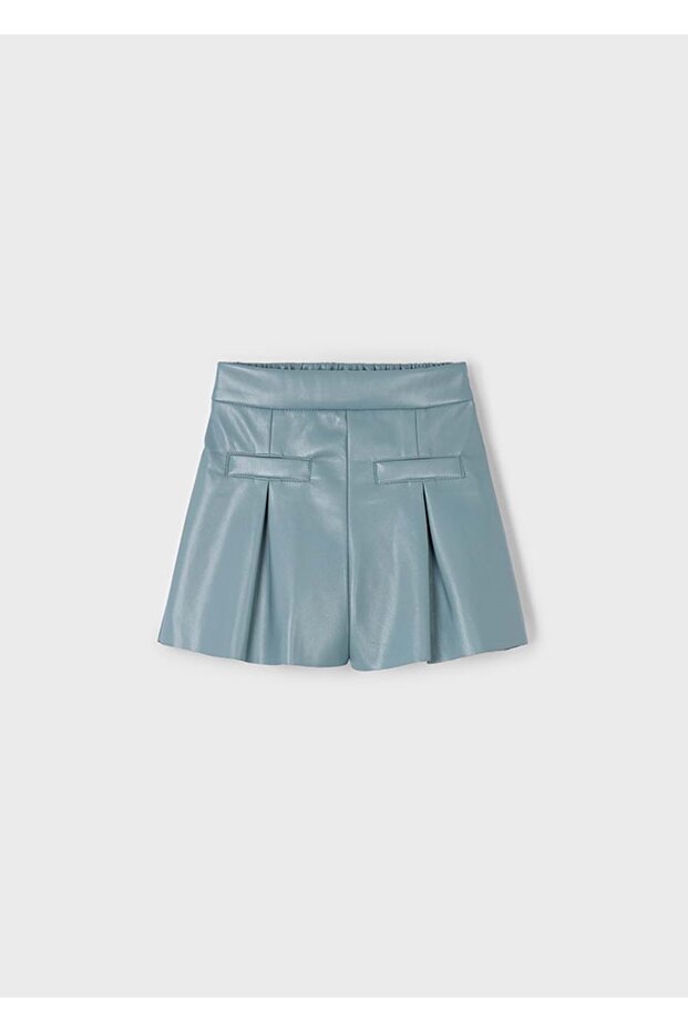 Girl's Leather Shorts Pants Water Green
