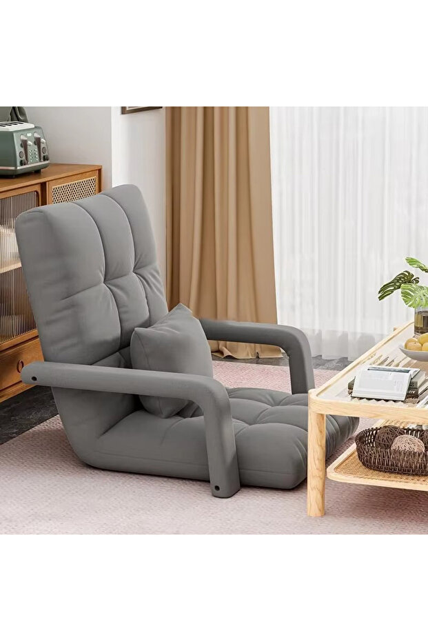 Padded Sofa Chair with Back Support and Armrests, Foldable and Adjustable 5-Level Recline for Re - 4