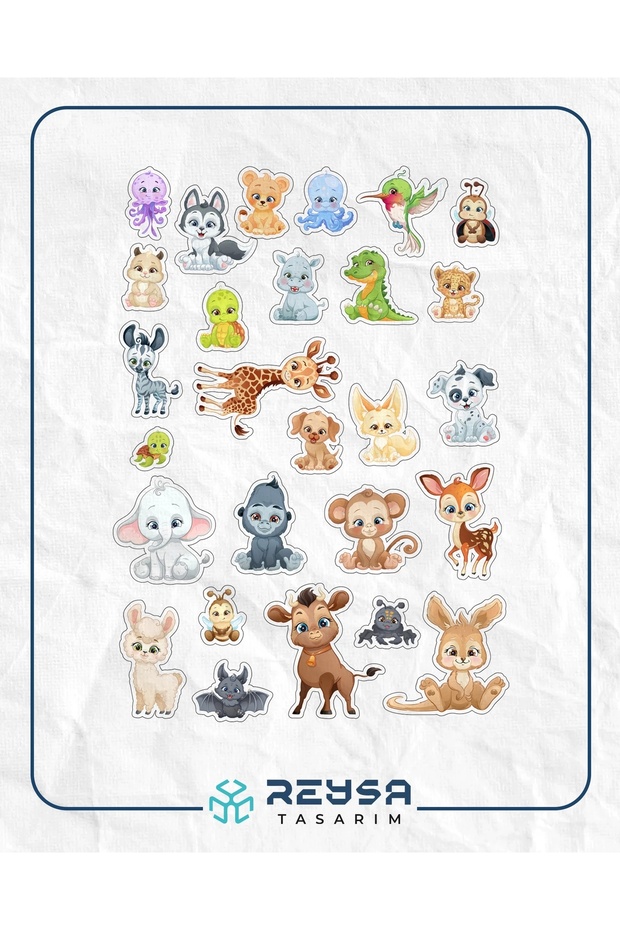 Cute Animals Sticker Set 8 25 Pieces Phone, Tablet, Notebook, Laptop Sticker