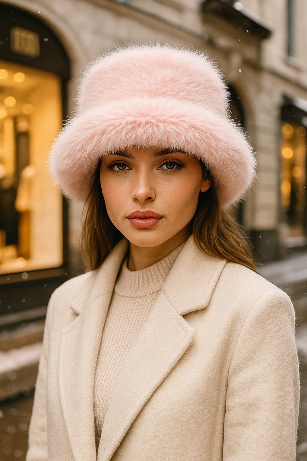 Peluş Ayarlanabilir Pembe Bucket Kalpak Şapka-bere Spk1142 - 2