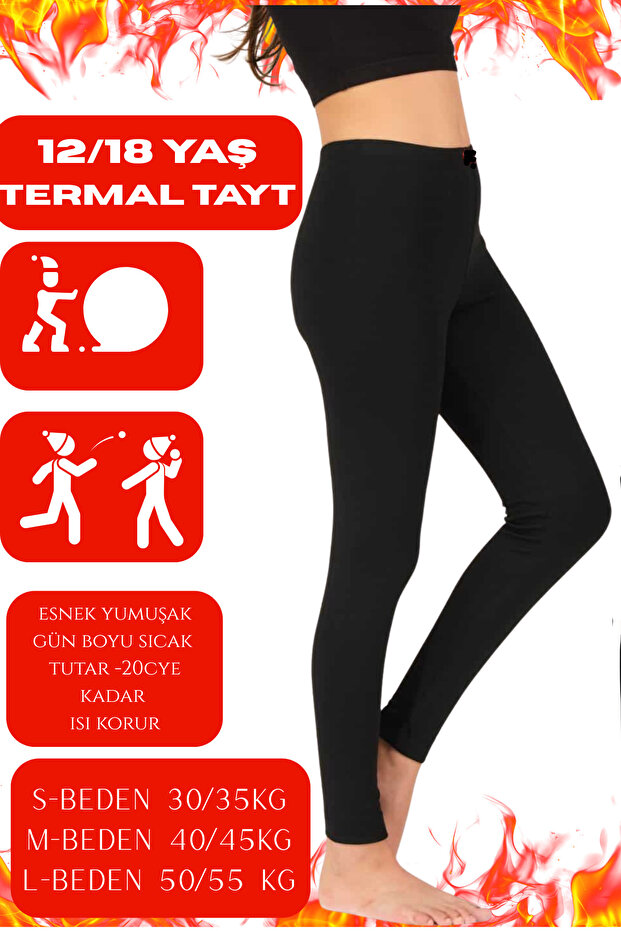 Girls' Thermal Leggings – Winter, Fleece-Lined Inside, Warm, Stretchy and Comfortable