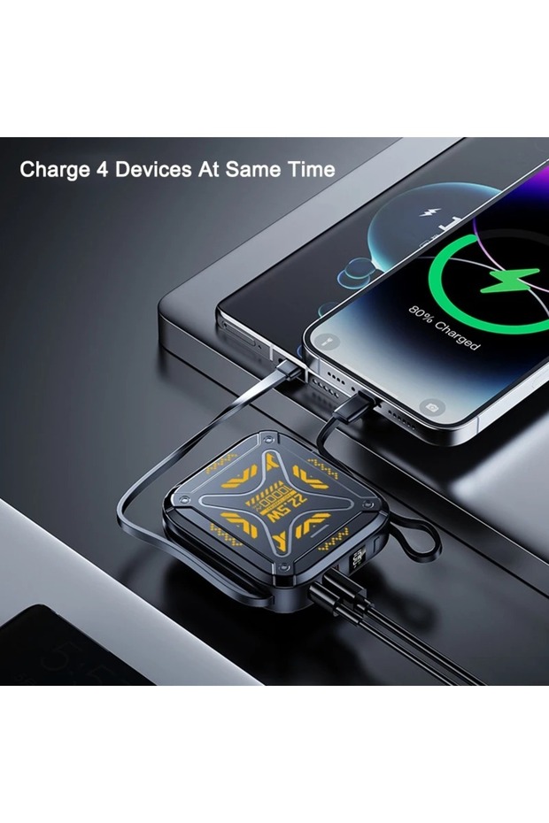 10000 Mah Hızlı Şarj Mini Cep Powerbank 22.5w İos Ve Type-c Uyumlu Kablolu - 4