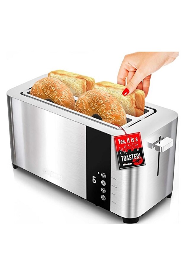 Generic 4-Slice Stainless Steel Toaster | Extra-Wide Slots, 6 Browning ...