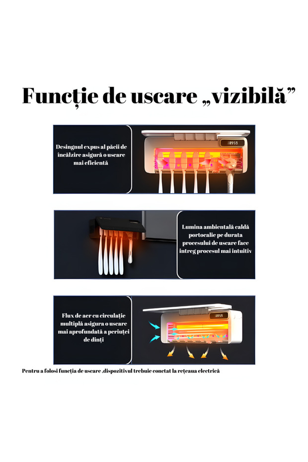 Toothbrush Holder with UV Technology, Quick Drying and Automatic Sanitization - 5