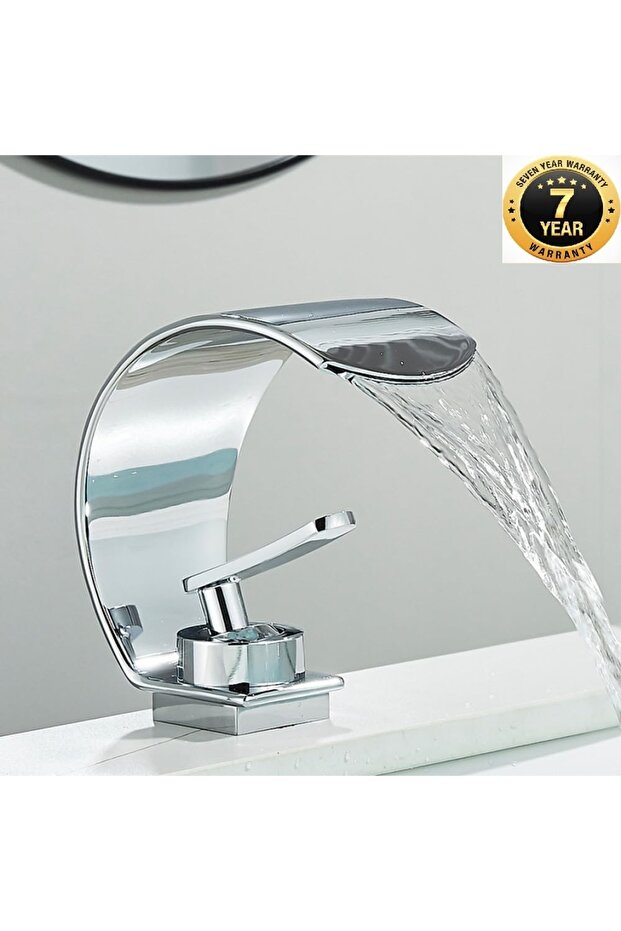 Bathroom Sink Faucet Chrome Color Waterfall Imported New Oval Design with 7 Years Warranty.