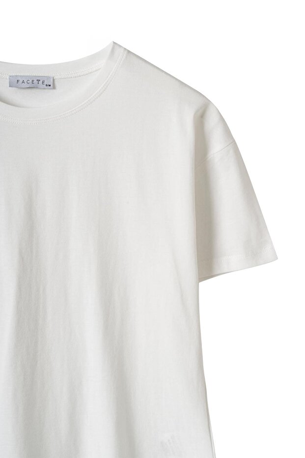 Kadın Beyaz Basic Kısa Kol Tişört - 2