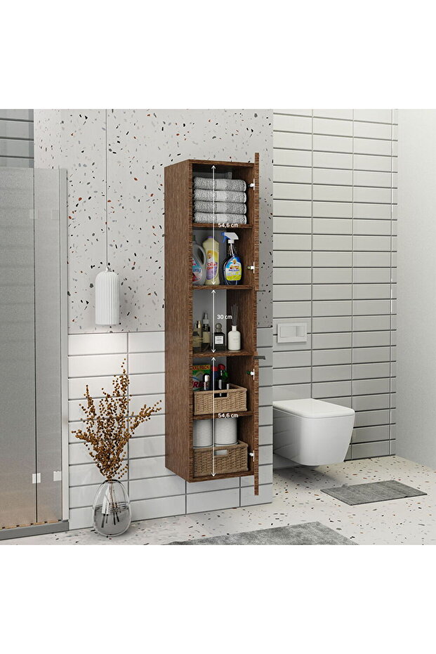 Fix Arya Ve Loft Uyumlu Boy Dolabı Renk Aybe Kahve - 4