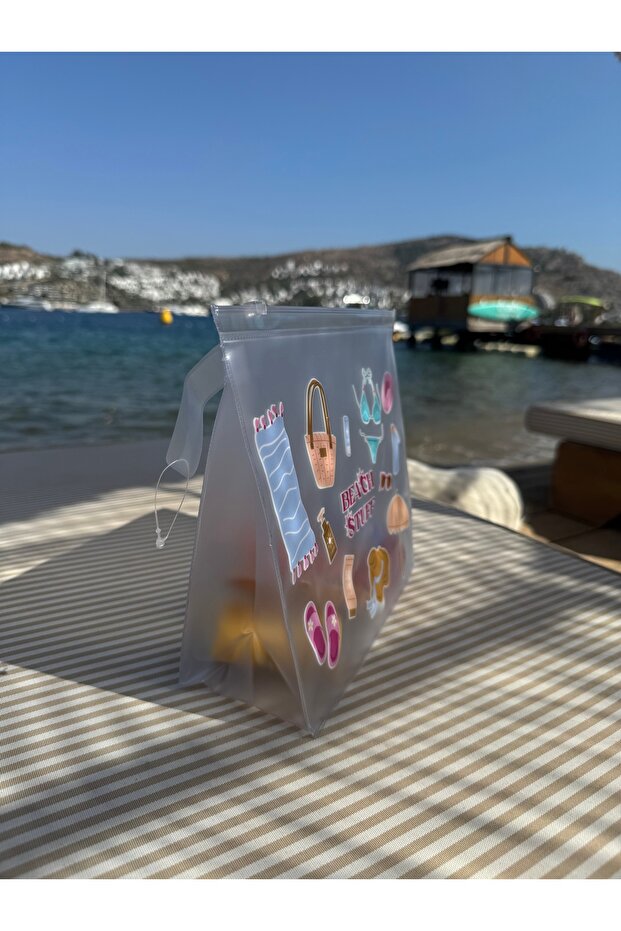 حقيبة شفافة متعددة الأغراض مطبوعة بأشياء الشاطئ - 2