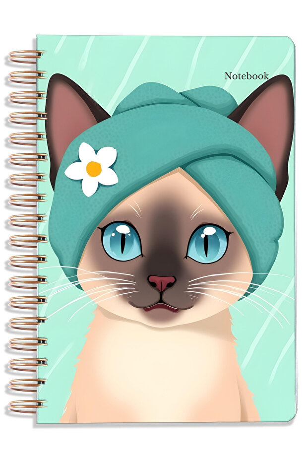 A5 (14X21Cm) Cat Series Spiral School Notebook 80 Sheets Set of 4 - Lined - 5