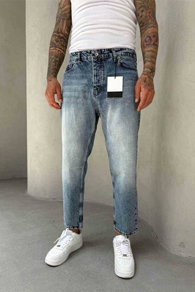 Men's Boyfriend Mold Blue Denim Fabric Jean Jeans Trousers Ke-778