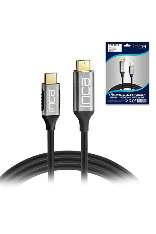 ITCD-02TX Type-C to Display Port Altın Uçlu 4K Kablo 2 mt - 1