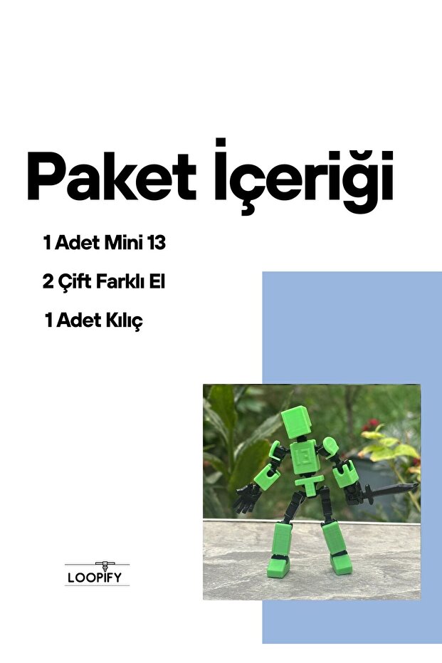 Mini 13 Aksiyon Figürü Robot Oyuncak 8cm Yeşil - 2