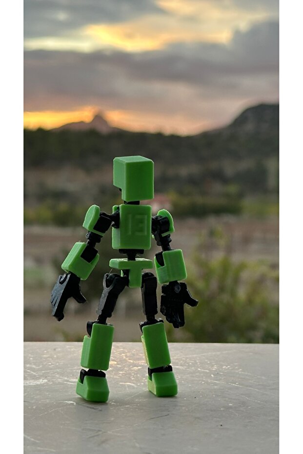 Mini 13 Aksiyon Figürü Robot Oyuncak 8cm Yeşil - 7