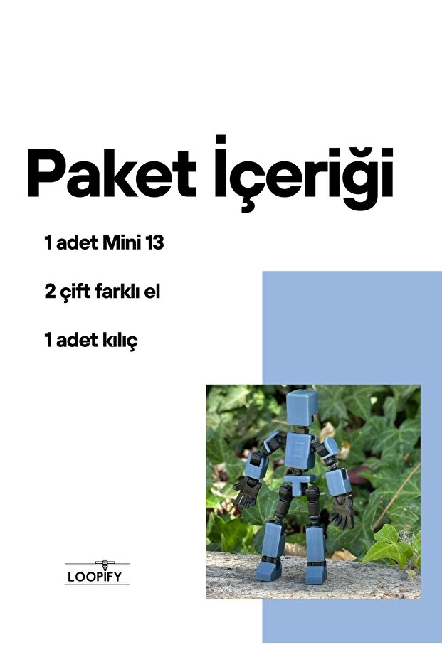 Mini 13 Aksiyon Figürü Robot Oyuncak 8cm Gri - 2