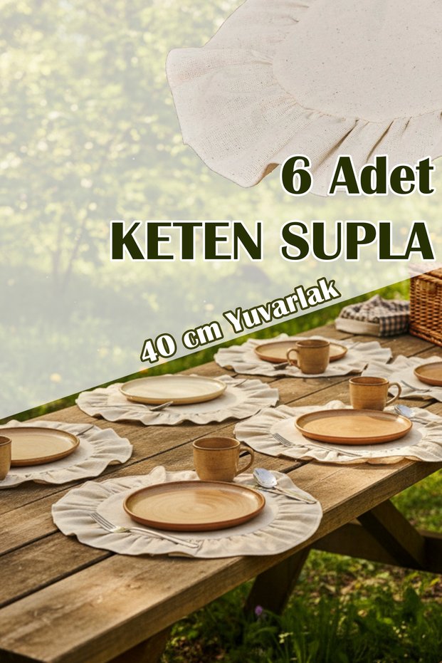 6 Pieces Charlotte Linen Placemat & American Service (40 cm Round)