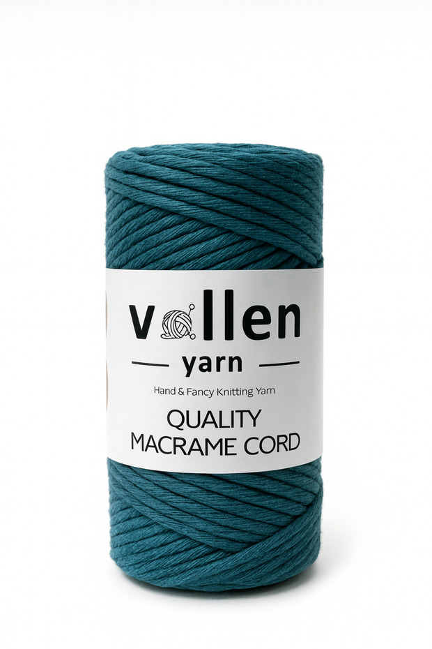 Taranan Makrome Ipi, 3mm Tek Büküm,Makrome Örgü İpi, Taranabilir Pamuk Makrome,Petrol Mavi - 1