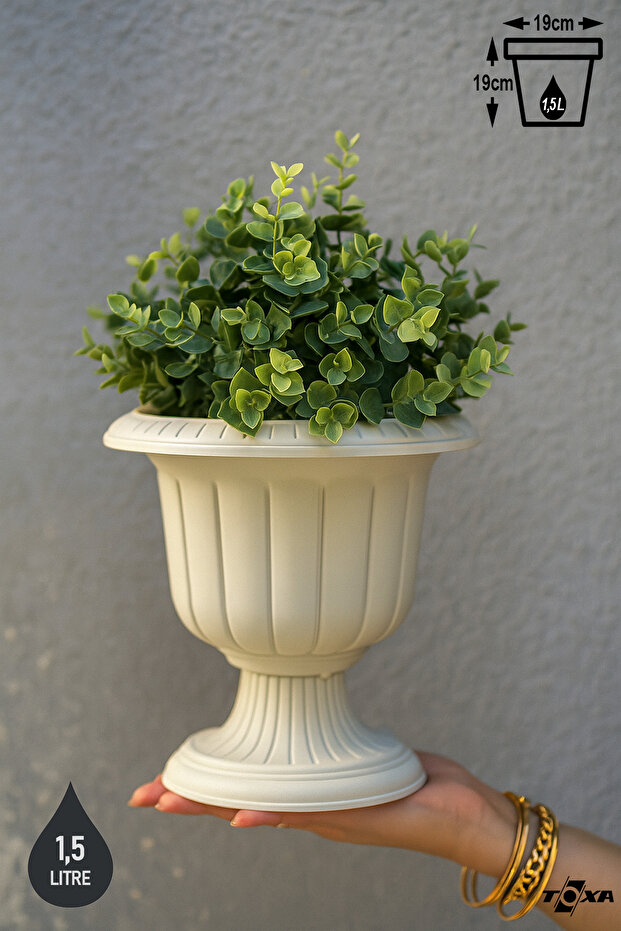 2 Adet Nergis Saksı 19cm Ayaklı Plastik Deliksiz Çiçek Saksısı - 6