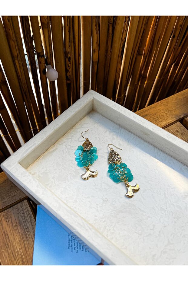 Sequin Dangle Fish Earrings - 3