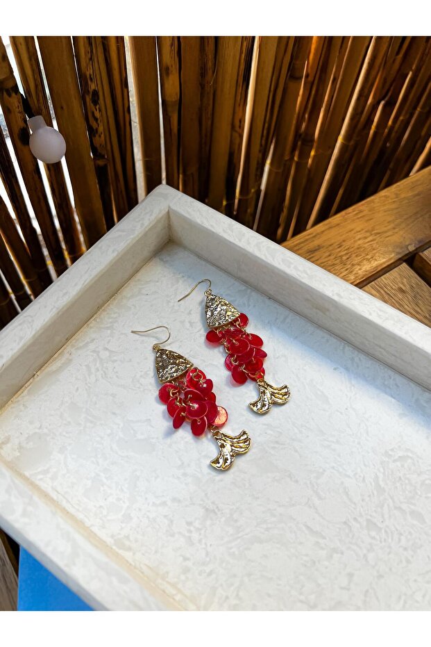 Sequin Dangle Fish Earrings - 2