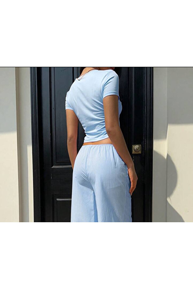 Linich&Co رقبة دائرية زرقاء أساسية مرنة - 3