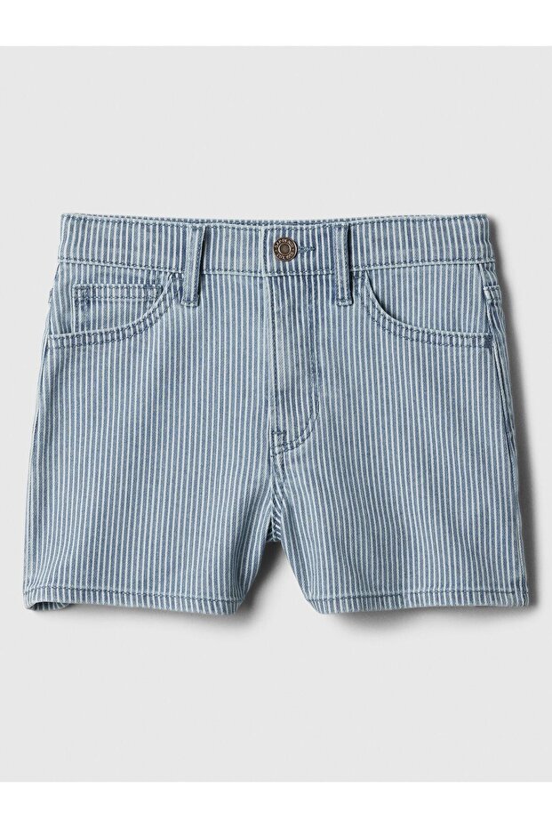Kız Çocuk Mavi Relaxed Denim Şort - 1