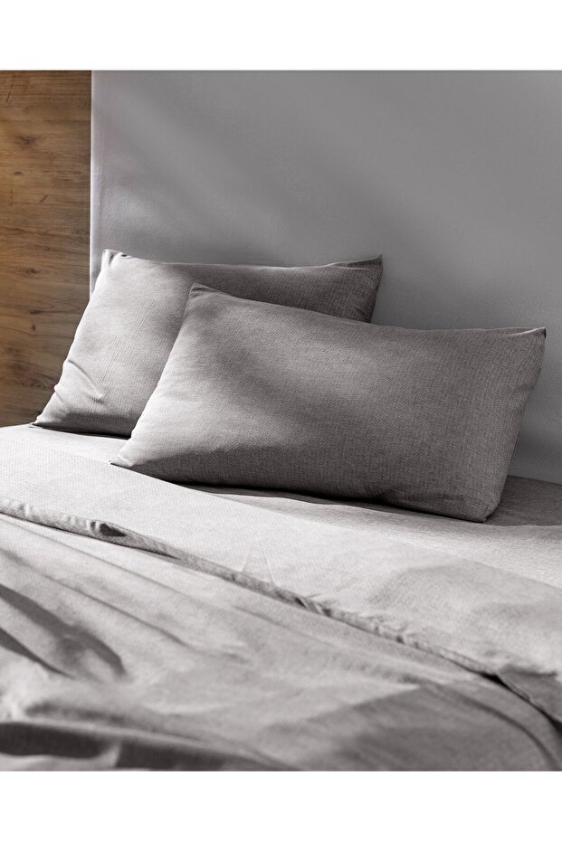 Benati Bettwäsche-Set für Einzelbett, 100 % garngefärbte Baumwolle, Anthrazit - 3