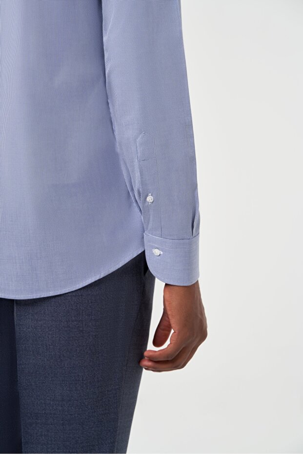 Regular Fit Lacivert Uzun Kollu Klasik Erkek Gömlek - 4